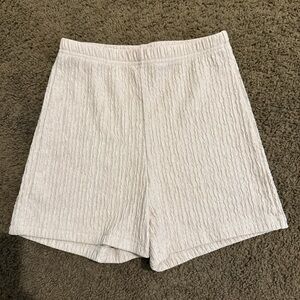 Women's Cream Textured Shorts
